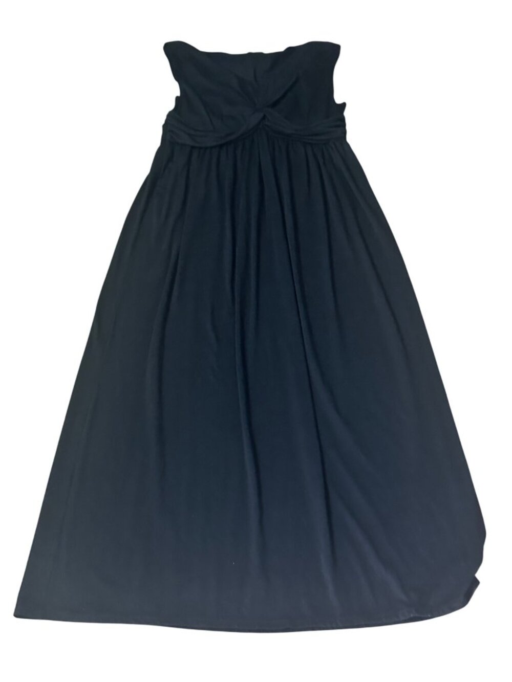 Maxi Dress Size Large Twist Front Flowy Fabric Comfortable Fit Black Sleeveless